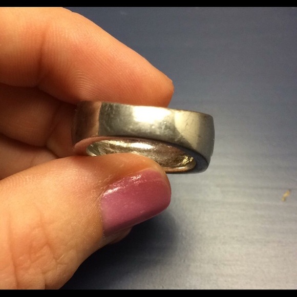 🌑Black & White Diamond Silver Tone Ring🌑 - Picture 5 of 7